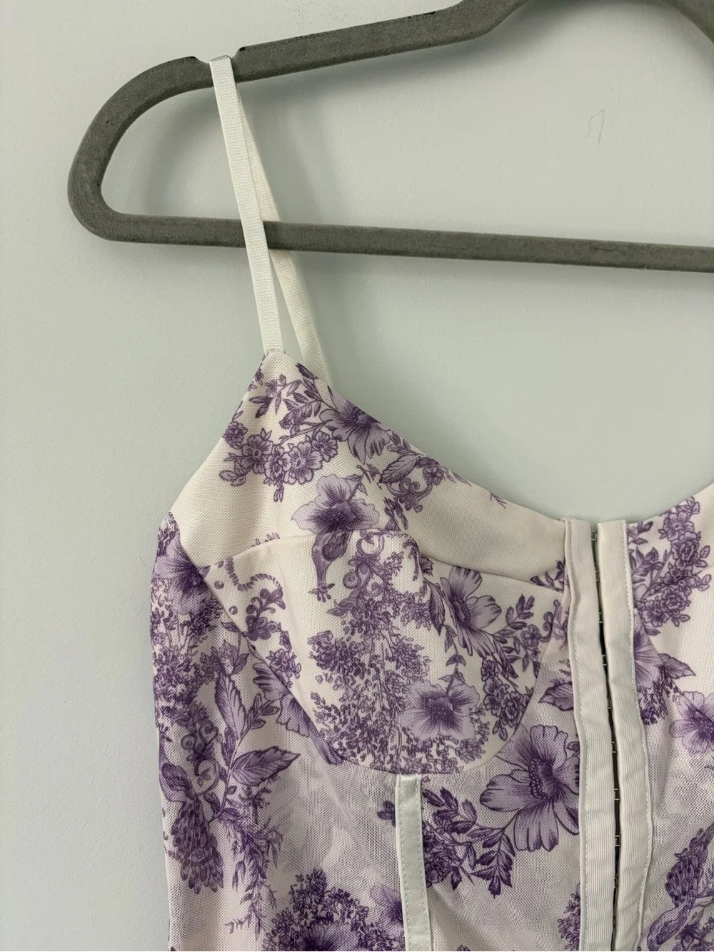 Free People Intimately Night Rhythm Sleeveless Corset Bodysuit Purple Ivory XL